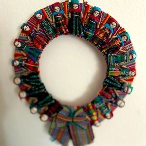 Worry Doll Wreath Christmas Guatemalan artisan cotton handmade
